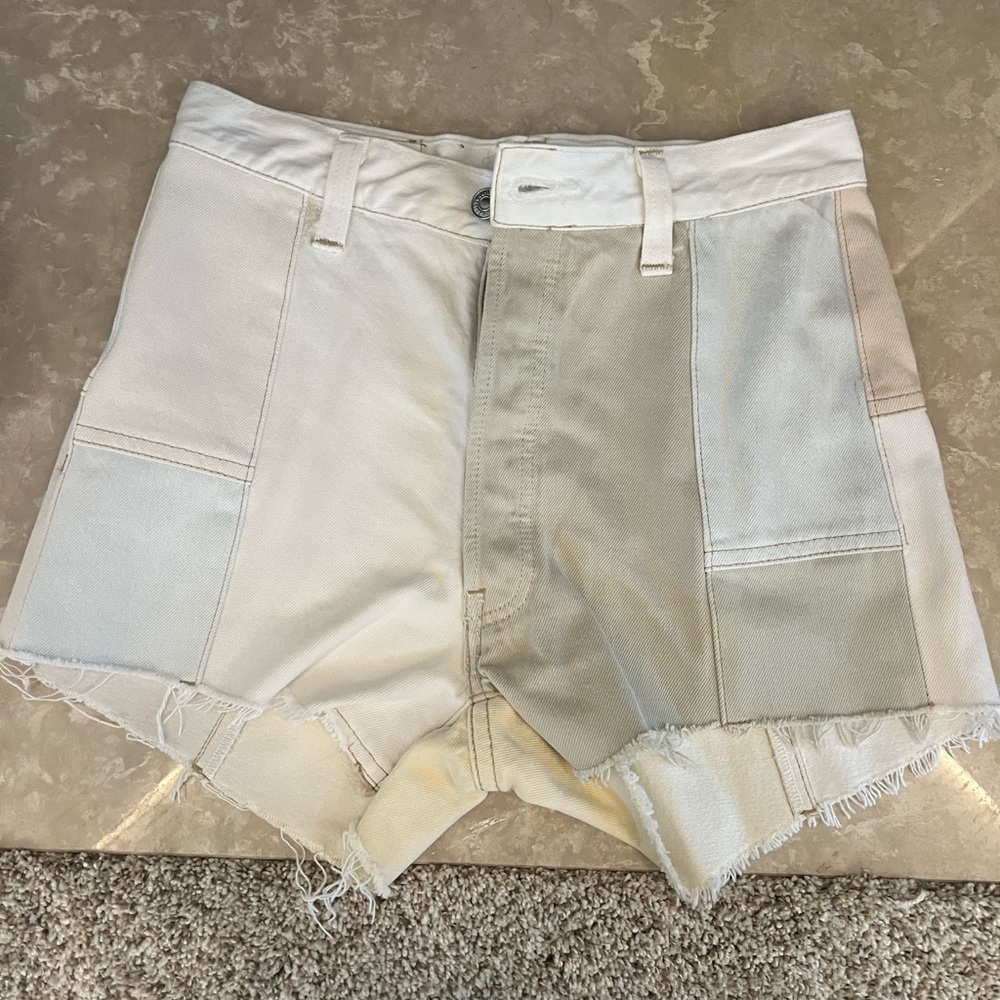 Levi's Cream and Tan Denim Shorts